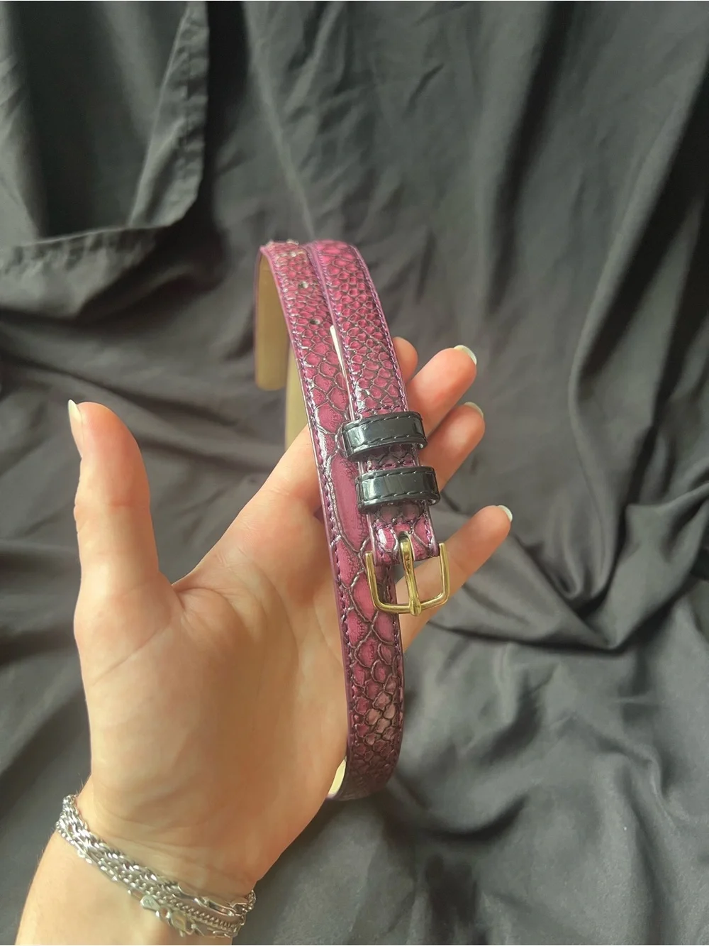 J.Crew Pink Faux Crocodile Belt - Picture 4 of 7